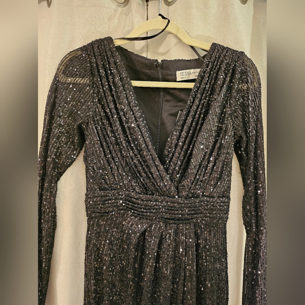 Mac Duggal NWT Black sequin long sleeve size 4 - Picture 5 of 6